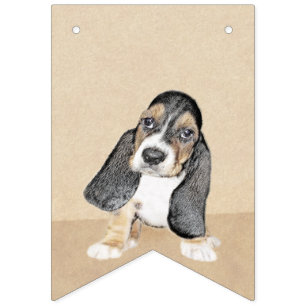 Basset Hound Puppy Painting - Original Dog Art Bunting