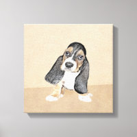 Basset Hound Puppy Painting - Original Dog Art