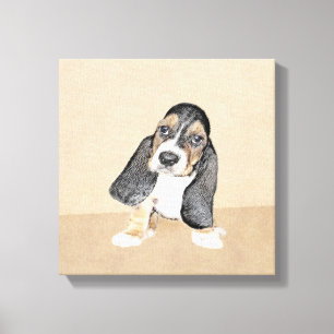 Basset Hound Puppy Painting - Original Dog Art Canvas Print