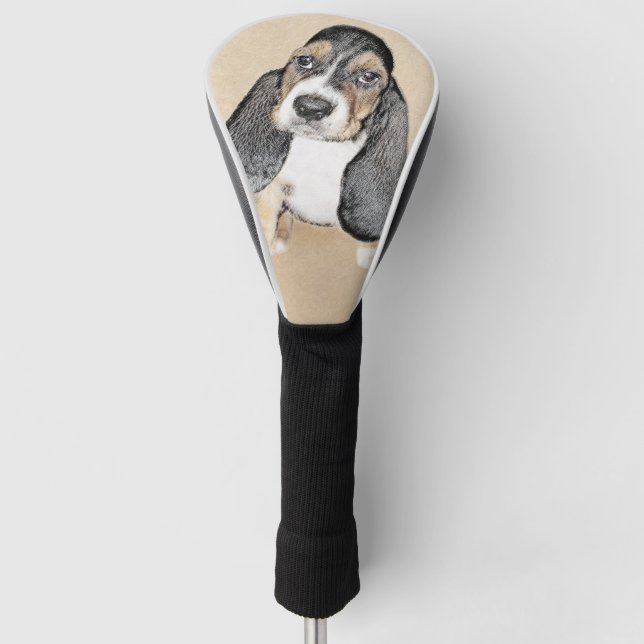 Basset Hound Puppy Painting - Original Dog Art Golf Head Cover (Front)