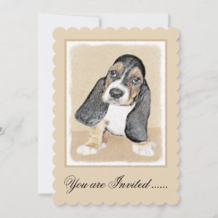 Basset Hound Puppy Painting - Original Dog Art Invitation