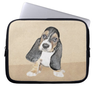 Basset Hound Puppy Painting - Original Dog Art Laptop Sleeve