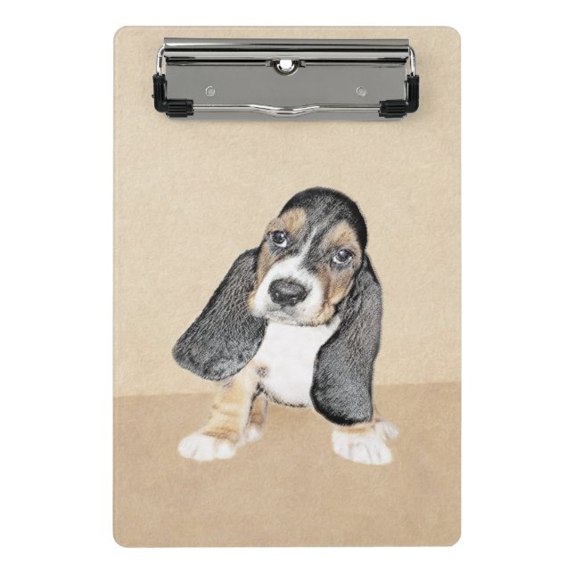 Basset Hound Puppy Painting - Original Dog Art Mini Clipboard (Front)