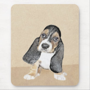 Basset Hound Puppy Painting - Original Dog Art Mouse Mat