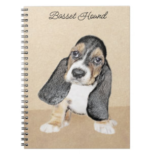 Basset Hound Puppy Painting - Original Dog Art Notebook