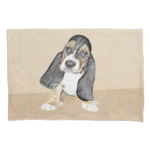 Basset Hound Puppy Painting - Original Dog Art Pillowcase