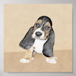 Basset Hound Puppy Painting - Original Dog Art Poster
