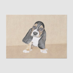 Basset Hound Puppy Painting - Original Dog Art Tissue Paper