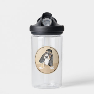Basset Hound Puppy Painting - Original Dog Art Water Bottle