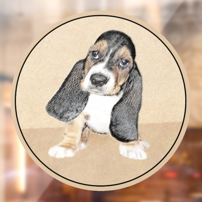 Basset Hound Puppy Painting - Original Dog Art Window Cling (Sheet 2)