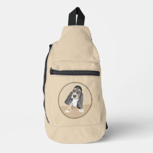 Basset Hound Puppy Painting Tri-colour Cute Dog Ar Sling Bag