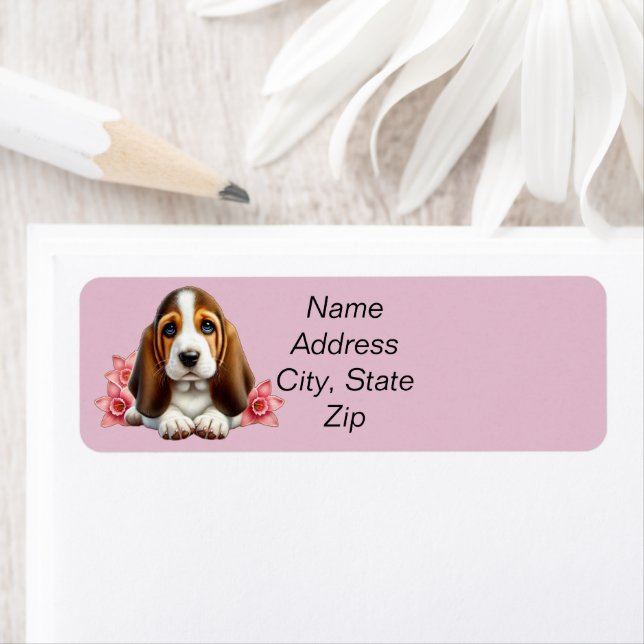Basset Hound Puppy With Flowers (Insitu)