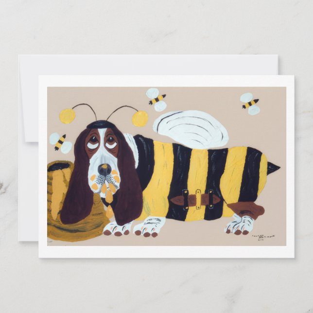 Basset Hound Raiding a Bee Hive Invitation (Front)