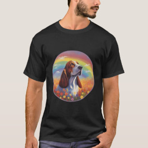 Basset Hound Rainbow Bridge Colourful Dog Memorial T-Shirt