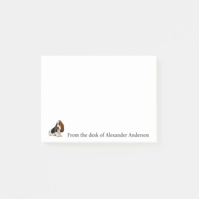 Basset Hound Realistic Personalise Post-it Notes (Front)