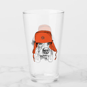 Basset Hound   Red Ushanka Hat Glass