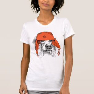 Basset Hound Red Ushanka Hat T-Shirt