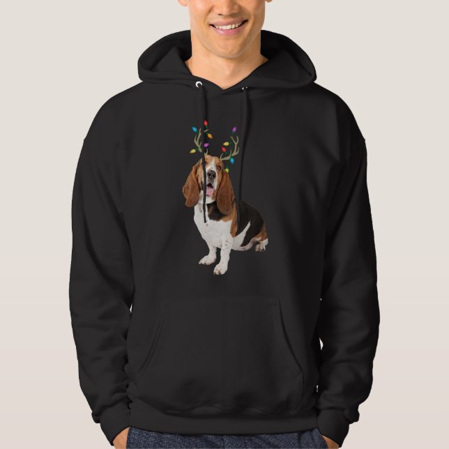 Basset Hound Reindeer Christmas Dog Hoodie (Front)