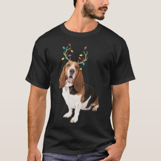 Basset Hound Reindeer Christmas Dog T-Shirt