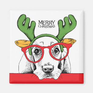 Basset Hound Reindeer Magnet