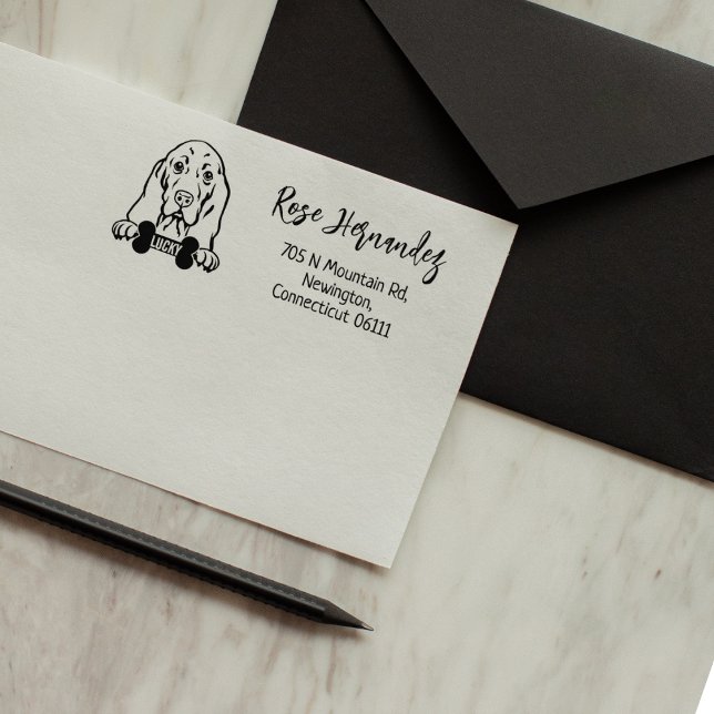 Basset Hound Return Address, Dog Breed   Rubber Stamp (Creator Uploaded)
