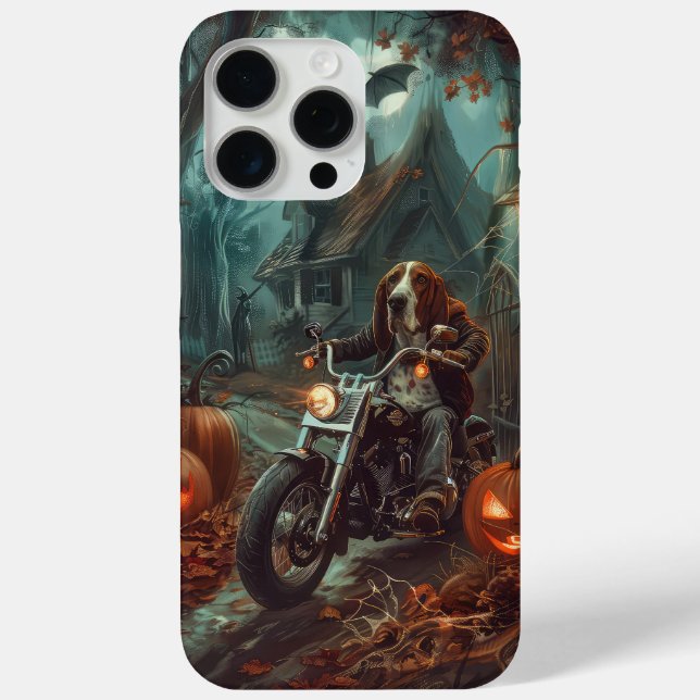 Basset Hound Riding Motorcycle Halloween Scary Case-Mate iPhone Case (Back)