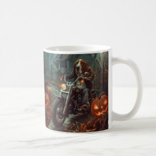 Basset Hound Riding Motorcycle Halloween Scary Coffee Mug