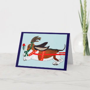 Basset Hound Rudolph The Red-Nosed Reindeer Card