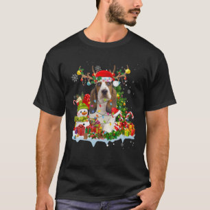 Basset Hound Santa Hat Reindeer Christmas Lights P T-Shirt