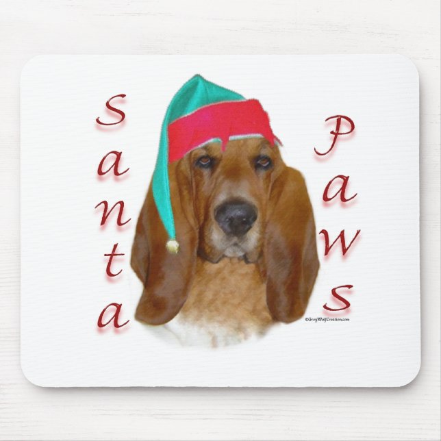 Basset Hound Santa Paws Mouse Mat (Front)