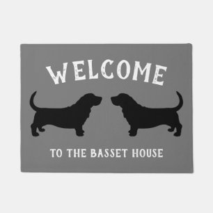 Basset Hound Silhouettes Custom Doormat