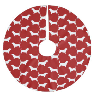 Basset Hound Silhouettes Pattern Brushed Polyester Tree Skirt