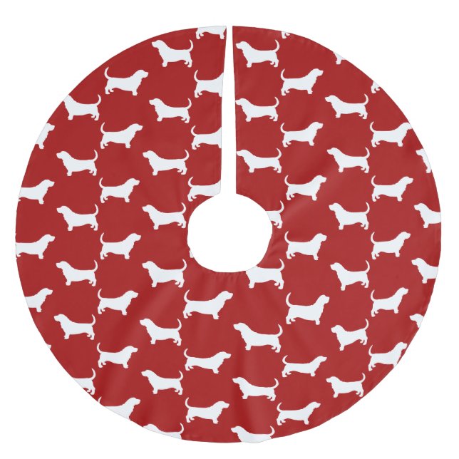 Basset Hound Silhouettes Pattern Brushed Polyester Tree Skirt (Front)