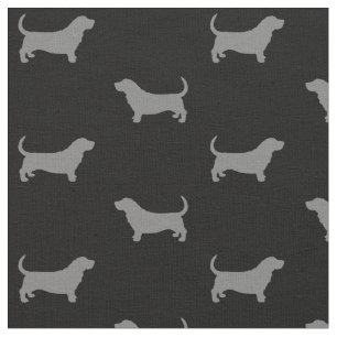 Basset Hound Silhouettes Pattern Fabric