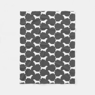 Basset Hound Silhouettes Pattern Grey Fleece Blanket