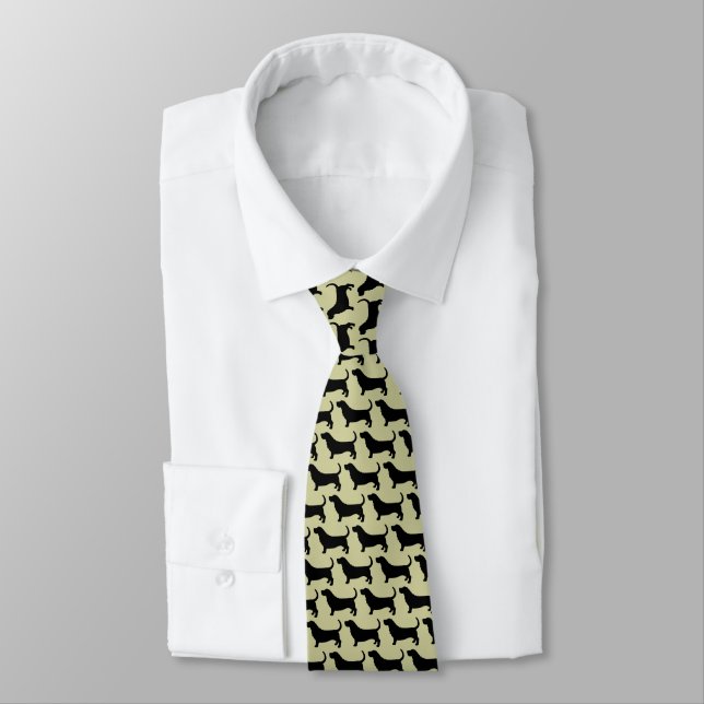 Basset Hound Silhouettes Tie (Tied)