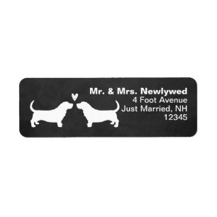Basset Hound Silhouettes with Heart Return Address