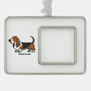 Basset Hound Silver Plated Framed Ornament