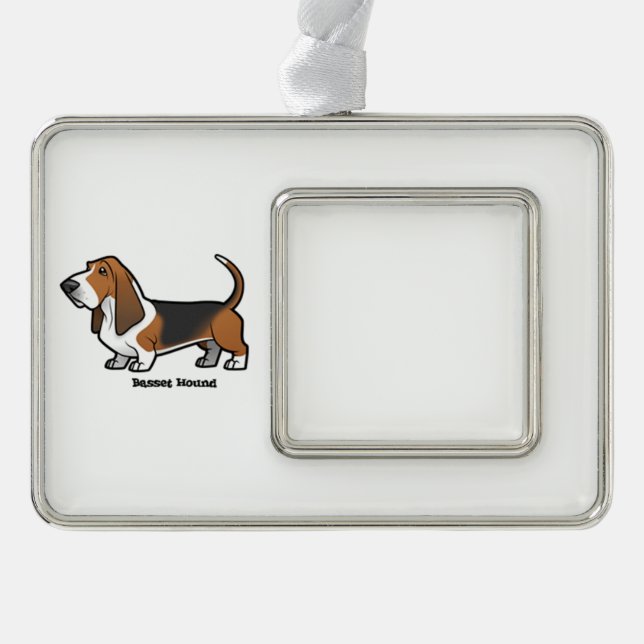 Basset Hound Silver Plated Framed Ornament (Front)