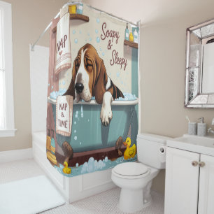 Basset Hound Sloppy Sleepy Cute Funny Shower Curtain