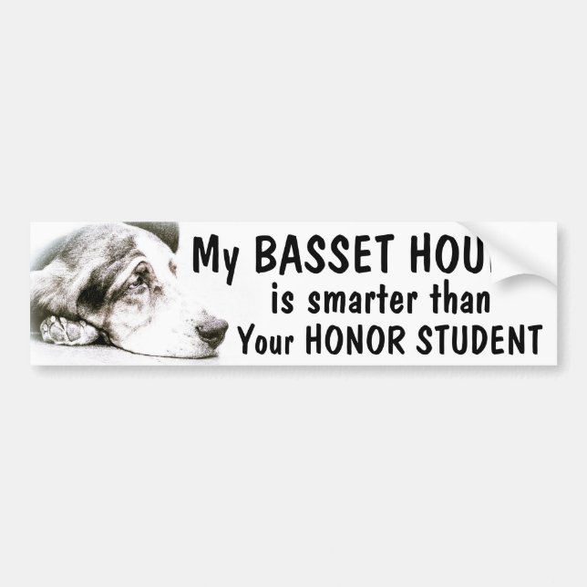 Basset Hound - Smarter than honour student - funny Bumper Sticker (Front)