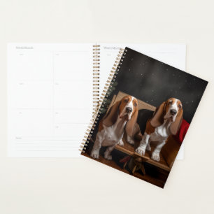 Basset Hound Snowy Sleigh Christmas Decor  Planner
