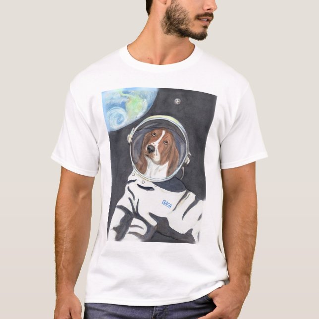 Basset Hound Space Walk T-Shirt (Front)