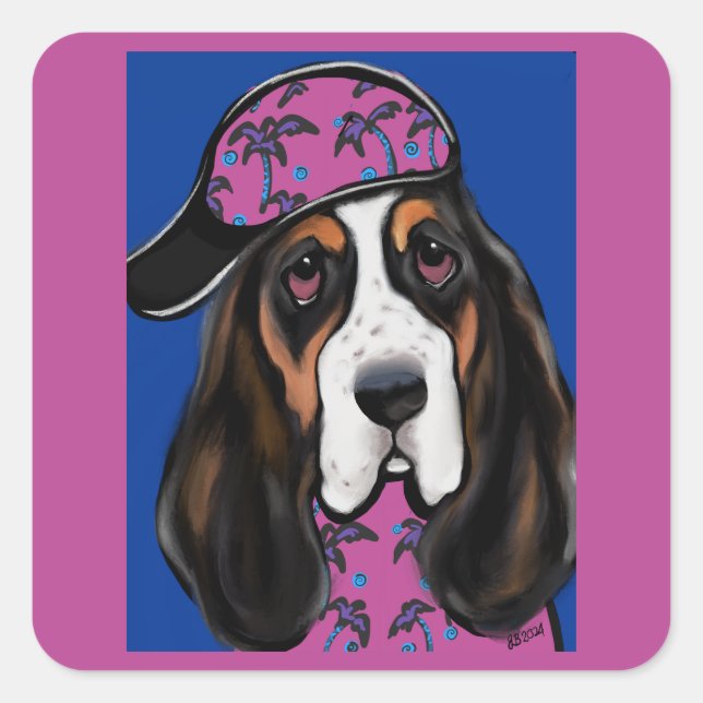 Basset Hound Square Sticker (Front)