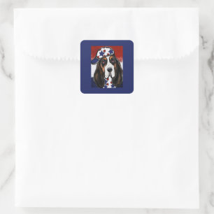 Basset Hound Square Sticker