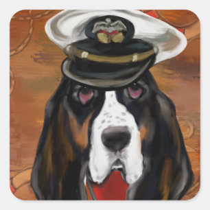 BASSET HOUND SQUARE STICKER