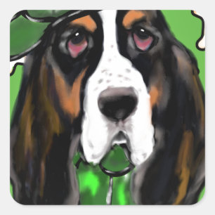 Basset Hound Square Sticker
