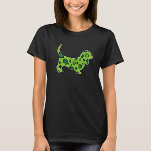 Basset Hound St Patricks Day Green Leopard Shamroc T-Shirt