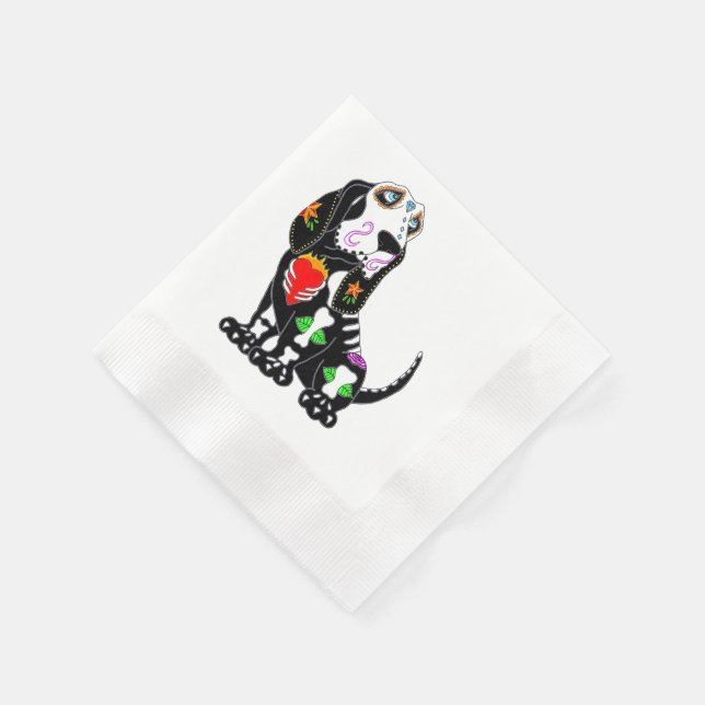 Basset Hound Sugar Skull Napkin (Corner)