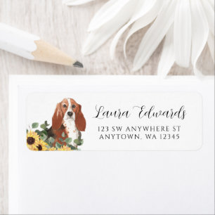 Basset Hound Sunflower Eucalyptus Return Address